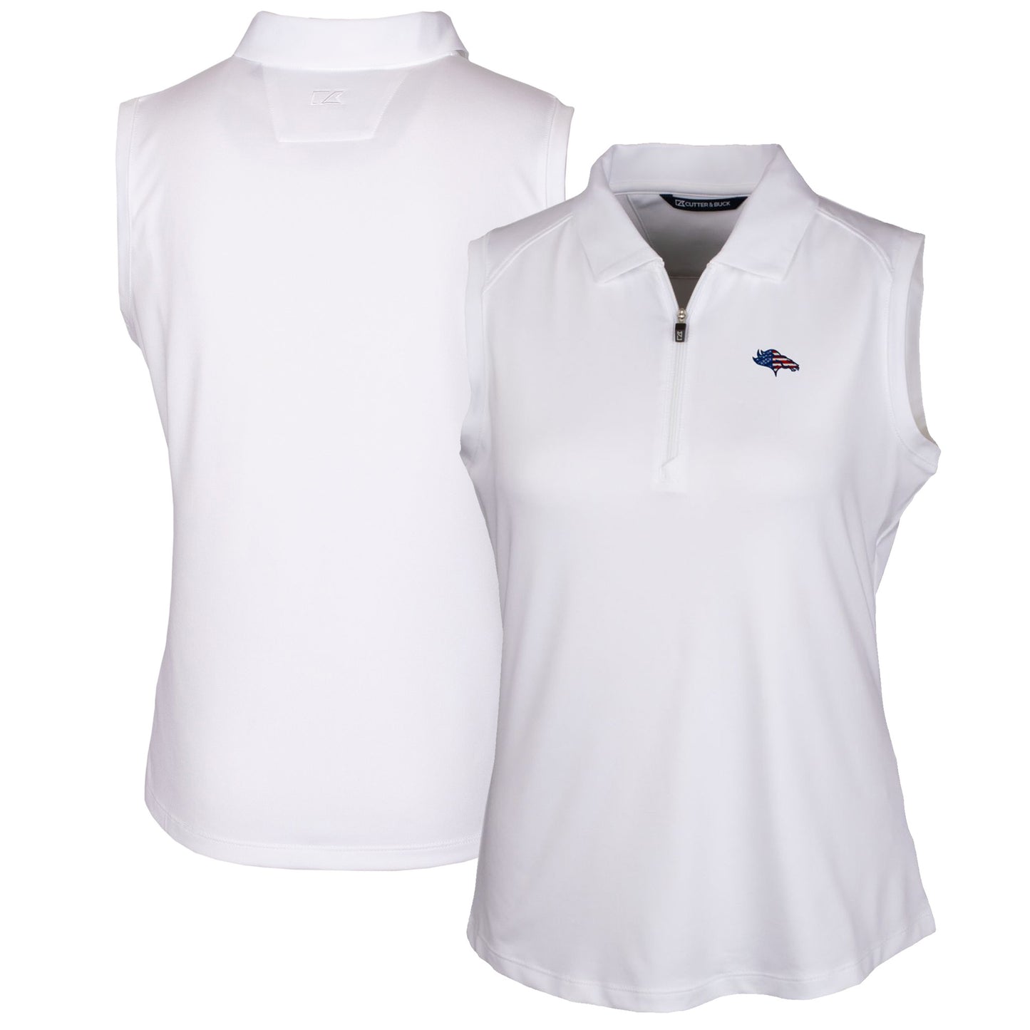 Women's Cutter & Buck White Denver Broncos Forge DryTec Stretch Sleeveless Polo