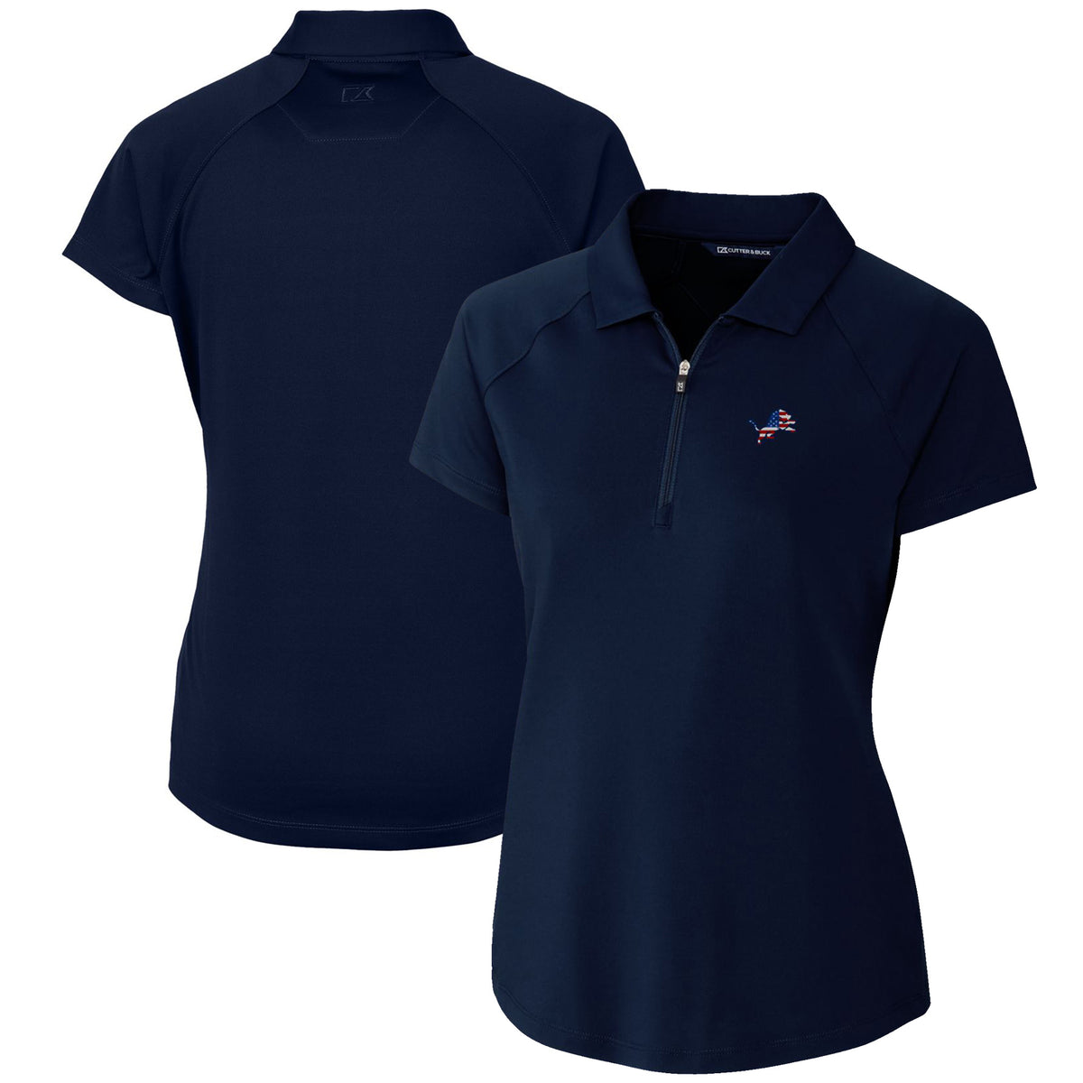 Women's Cutter & Buck Navy Detroit Lions Forge Stretch Polo