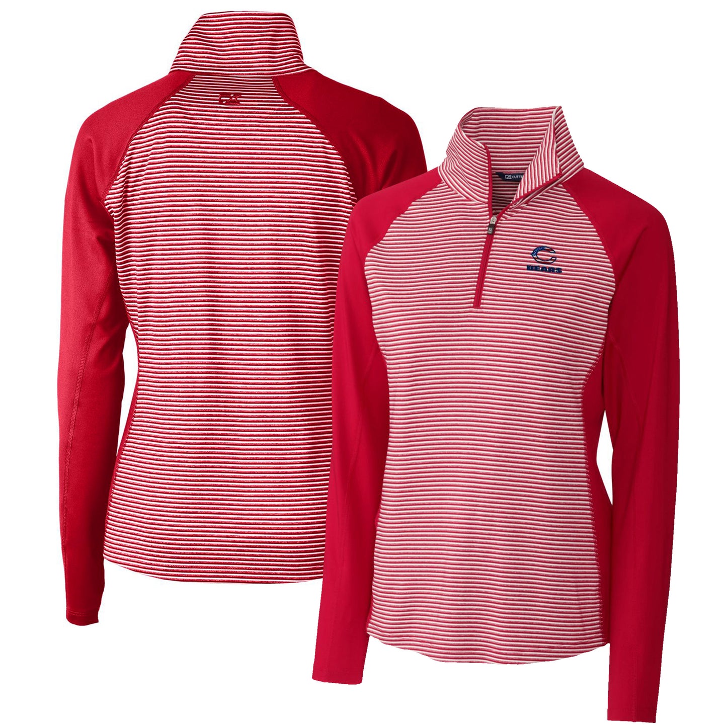 Women's Cutter & Buck Cardinal Chicago Bears Forge Tonal Half-Zip Top