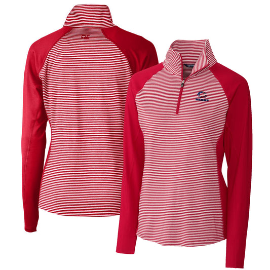 Women's Cutter & Buck Cardinal Chicago Bears Forge Tonal Half-Zip Top