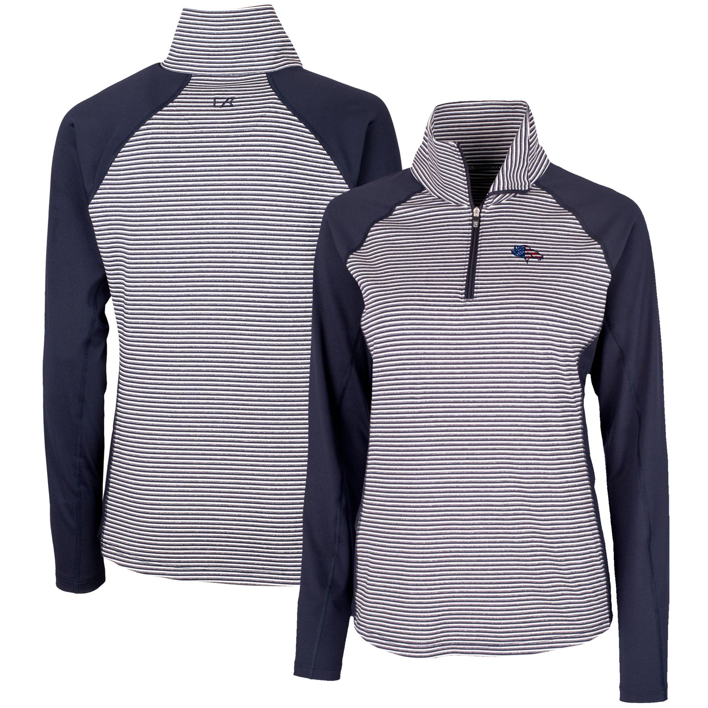 Women's Cutter & Buck Navy Denver Broncos Forge Tonal Half-Zip Top