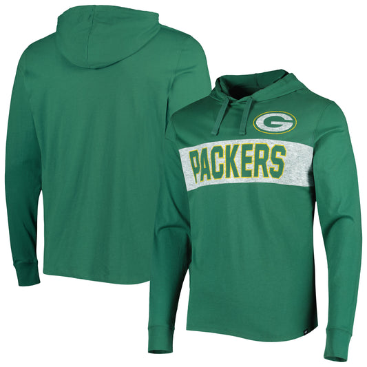 Men's '47 Green Green Bay Packers Field Franklin Hooded Long Sleeve T-Shirt