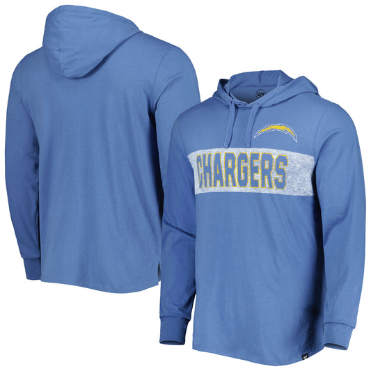 Men's '47 Powder Blue Los Angeles Chargers  Field Franklin Hooded Long Sleeve T-Shirt