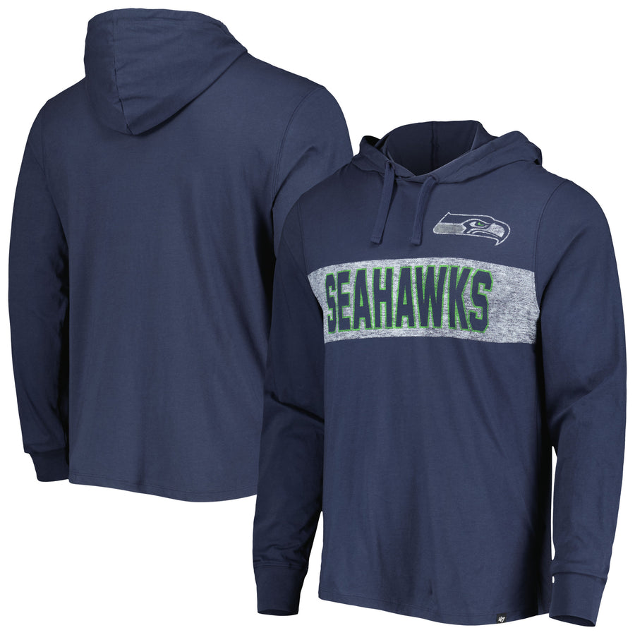 Men's '47 College Navy Seattle Seahawks  Field Franklin Hooded Long Sleeve T-Shirt