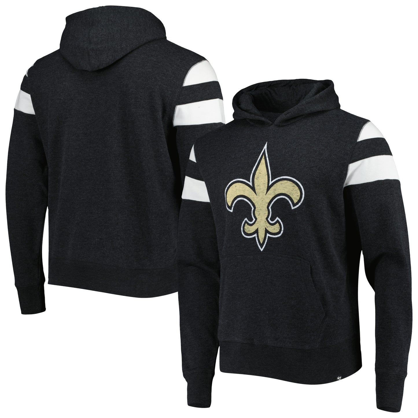 Men's '47 Heathered Black New Orleans Saints Premier Nico Pullover Hoodie