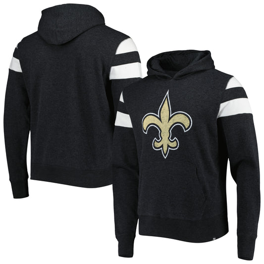 Men's '47 Heathered Black New Orleans Saints Premier Nico Pullover Hoodie