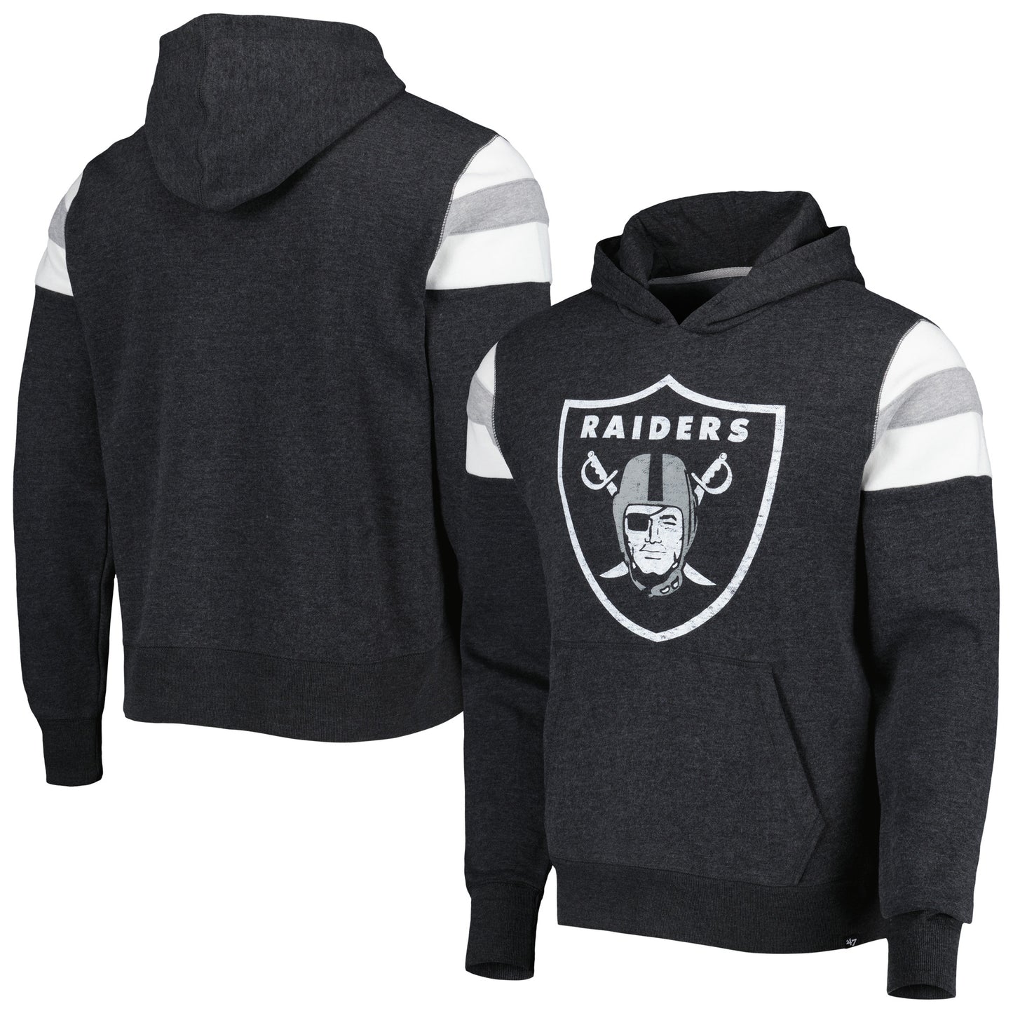 Men's '47 Heathered Black Las Vegas Raiders Premier Nico Pullover Hoodie