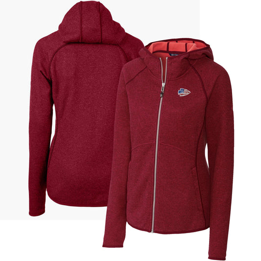 Women's Cutter & Buck Heathered Red Kansas City Chiefs Mainsail Full-Zip Jacket