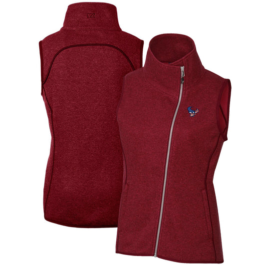 Women's Cutter & Buck Heathered Red Houston Texans Mainsail Full-Zip Vest