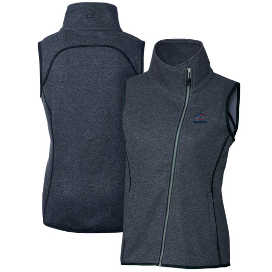Women's Cutter & Buck Heathered Navy Chicago Bears Mainsail Full-Zip Vest