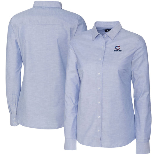 Women's Cutter & Buck Light Blue Chicago Bears Oxford Stretch Long Sleeve Button-Up Shirt
