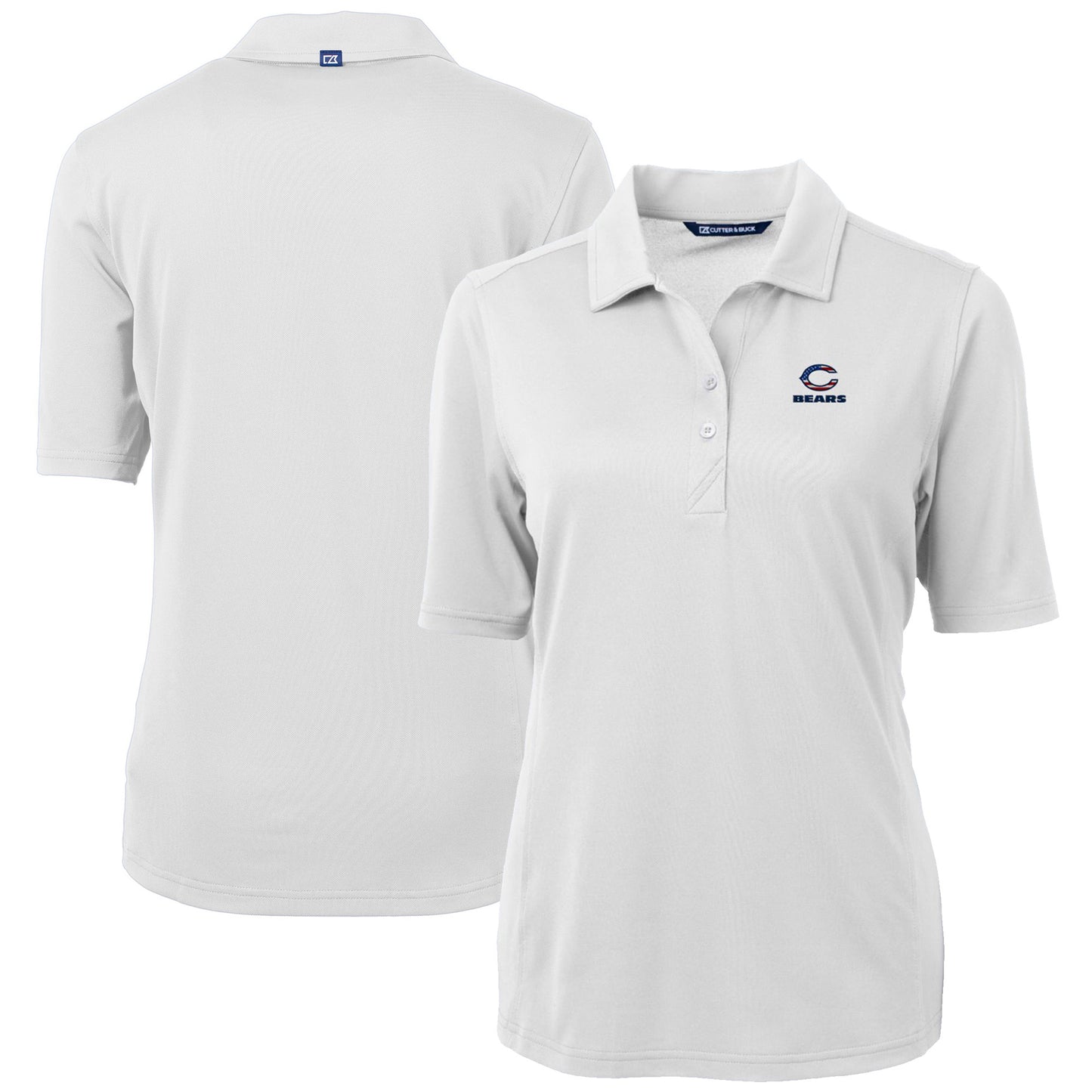 Women's Cutter & Buck White Chicago Bears Americana Virtue Eco Pique Recycled Polo