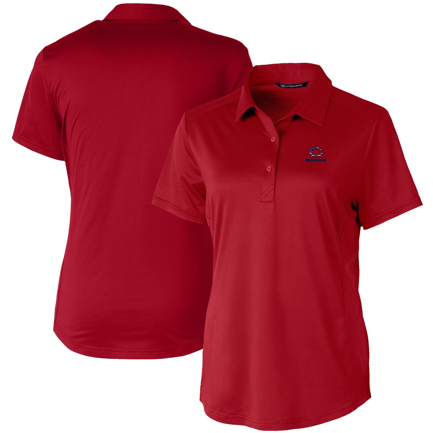 Women's Cutter & Buck Cardinal Chicago Bears Americana Prospect Textured Stretch Polo