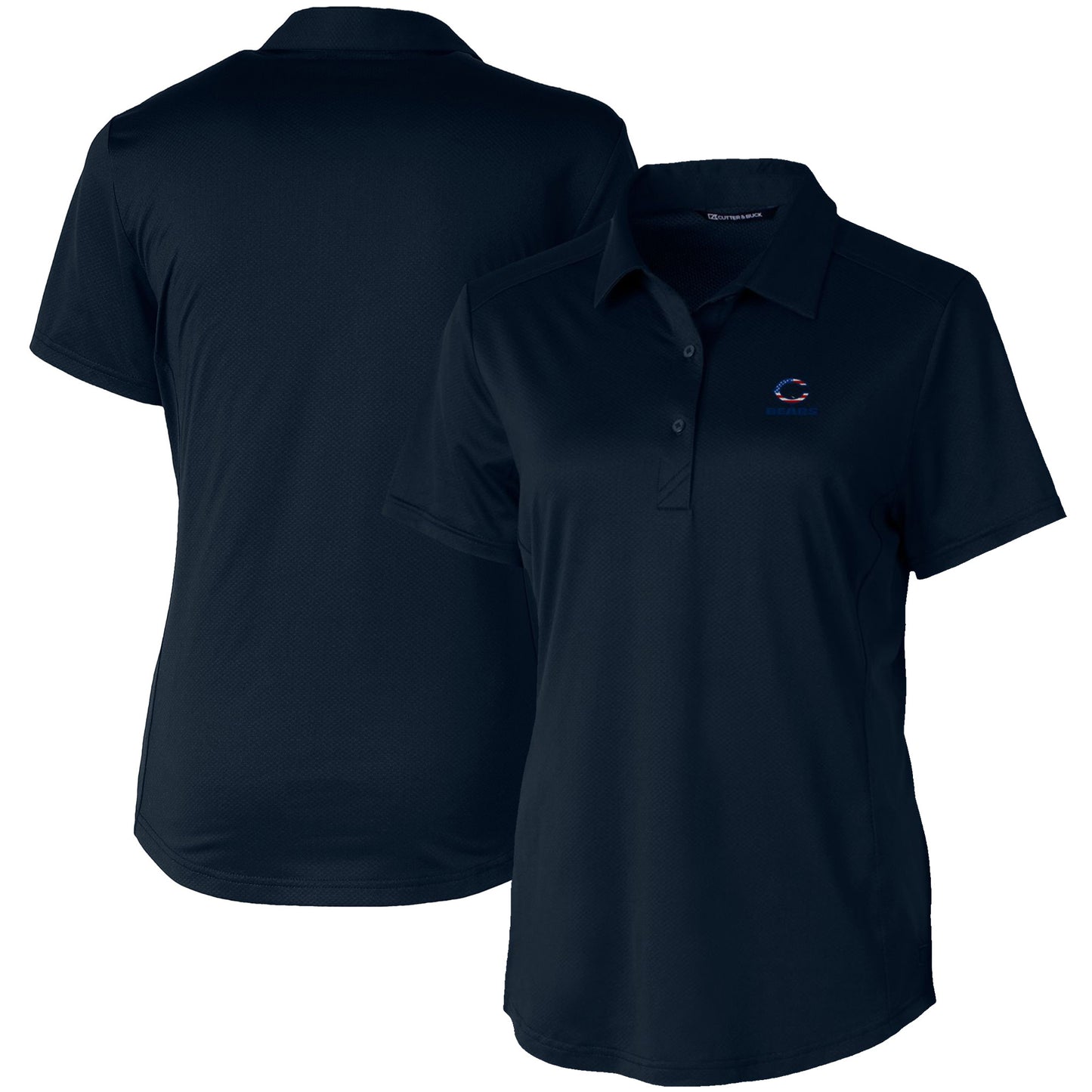 Women's Cutter & Buck Navy Chicago Bears Americana Prospect Textured Stretch Polo