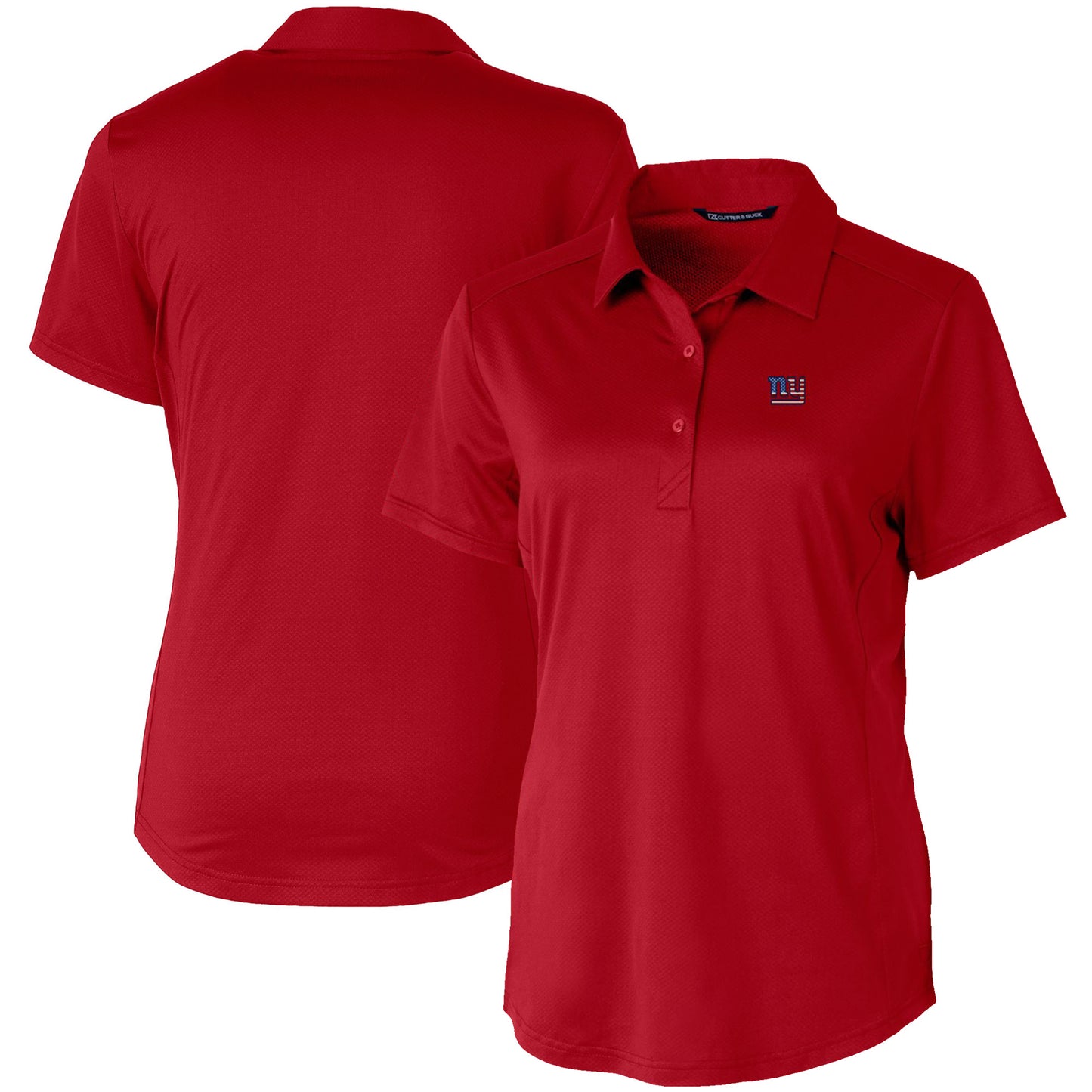 Women's Cutter & Buck Red New York Giants Americana Prospect Textured Stretch Polo