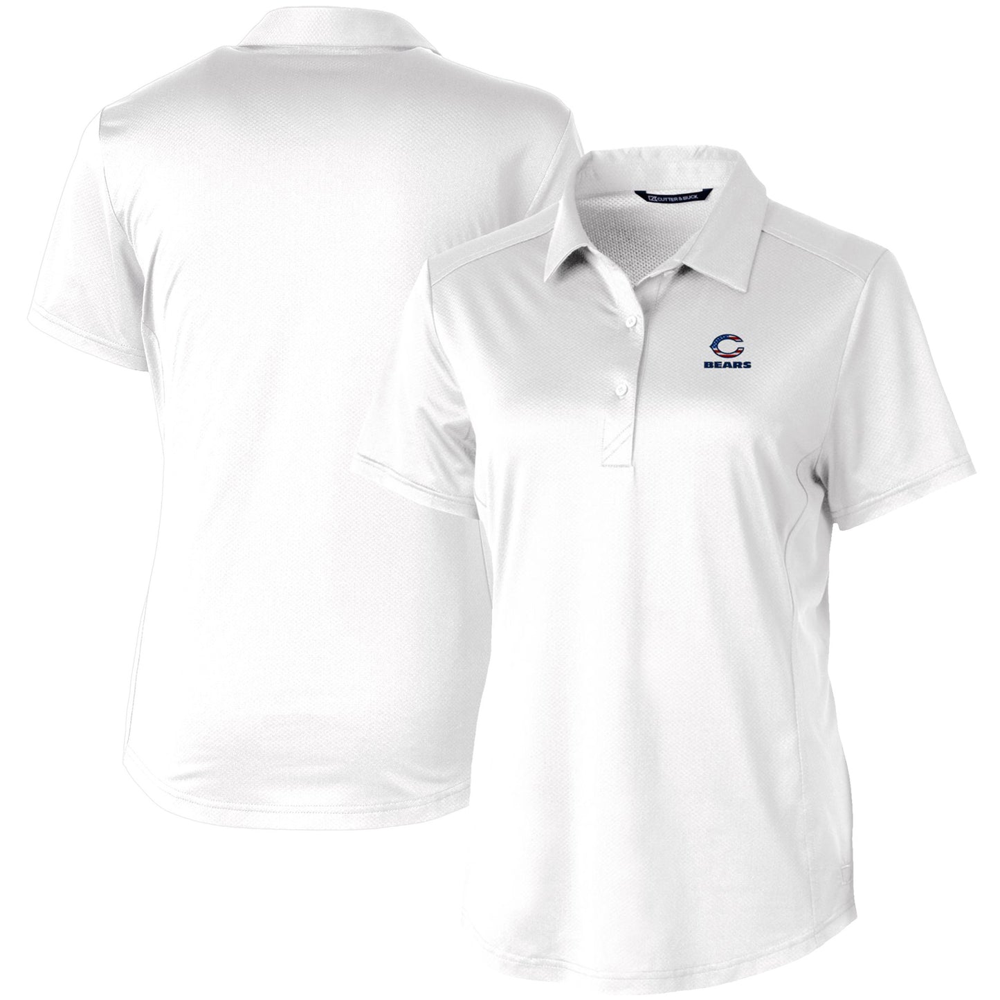Women's Cutter & Buck White Chicago Bears Americana Prospect Textured Stretch Polo