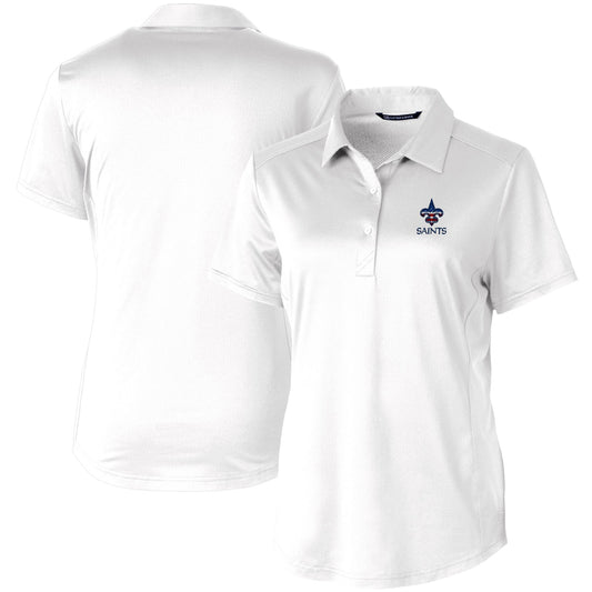 Women's Cutter & Buck White New Orleans Saints Americana Prospect Textured Stretch Polo