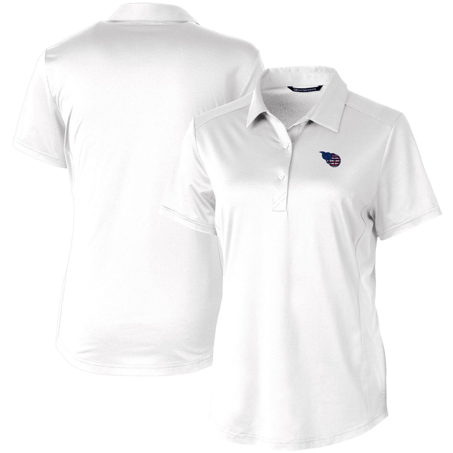 Women's Cutter & Buck White Tennessee Titans Americana Prospect Textured Stretch Polo