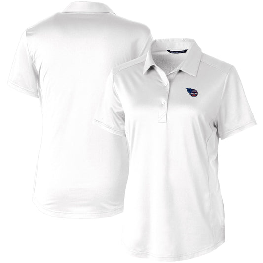 Women's Cutter & Buck White Tennessee Titans Americana Prospect Textured Stretch Polo