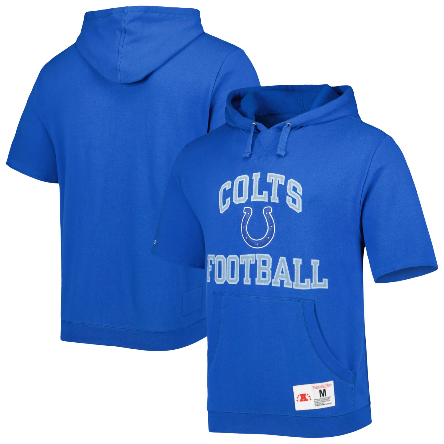 Men's Mitchell & Ness Royal Indianapolis Colts Washed Short Sleeve Pullover Hoodie