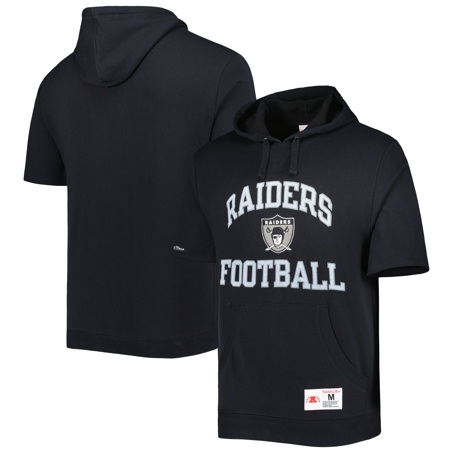 Men's Mitchell & Ness Black Las Vegas Raiders Washed Short Sleeve Pullover Hoodie