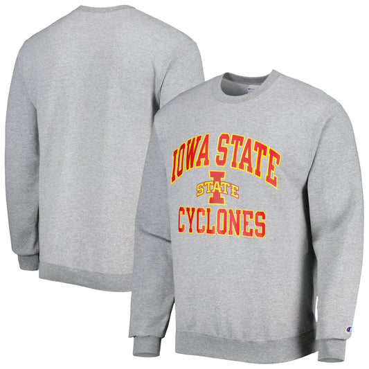 Men's Champion Heather Gray Iowa State Cyclones High Motor Pullover Sweatshirt