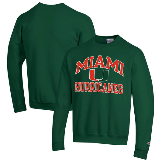 Men's Champion Green Miami Hurricanes High Motor Pullover Sweatshirt