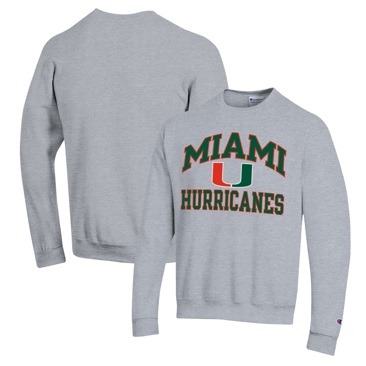 Men's Champion Heather Gray Miami Hurricanes High Motor Pullover Sweatshirt