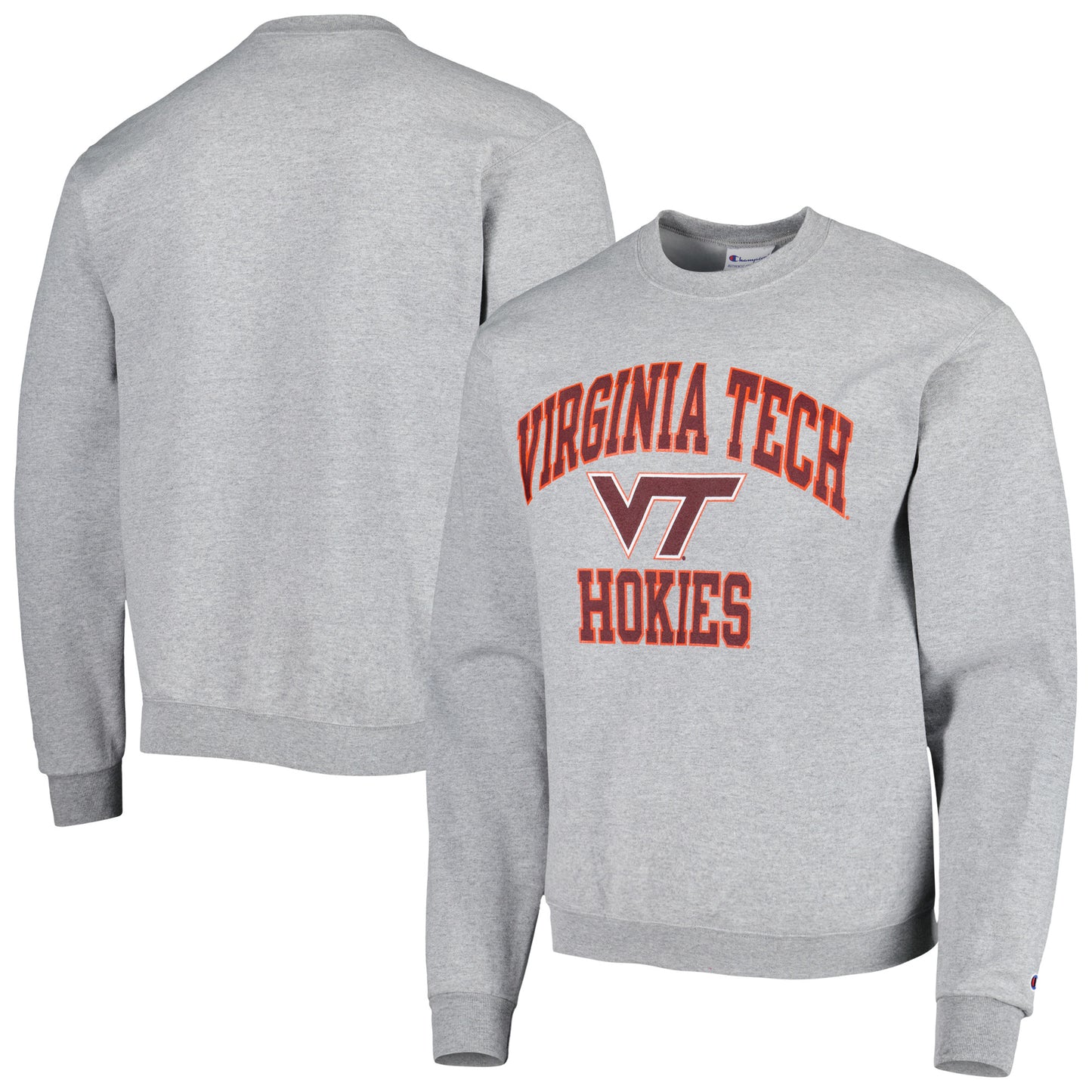 Men's Champion Heather Gray Virginia Tech Hokies High Motor Pullover Sweatshirt