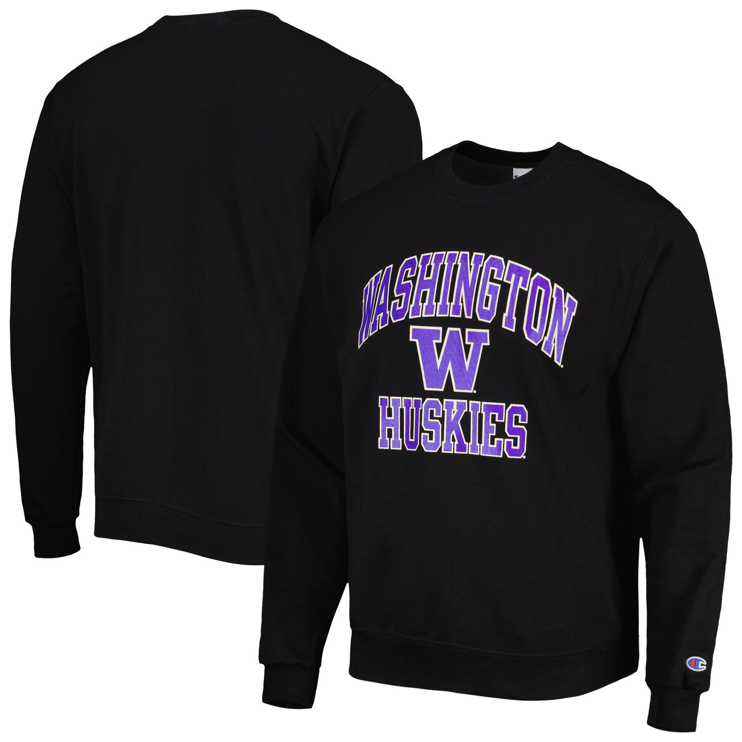 Men's Champion Black Washington Huskies High Motor Pullover Sweatshirt