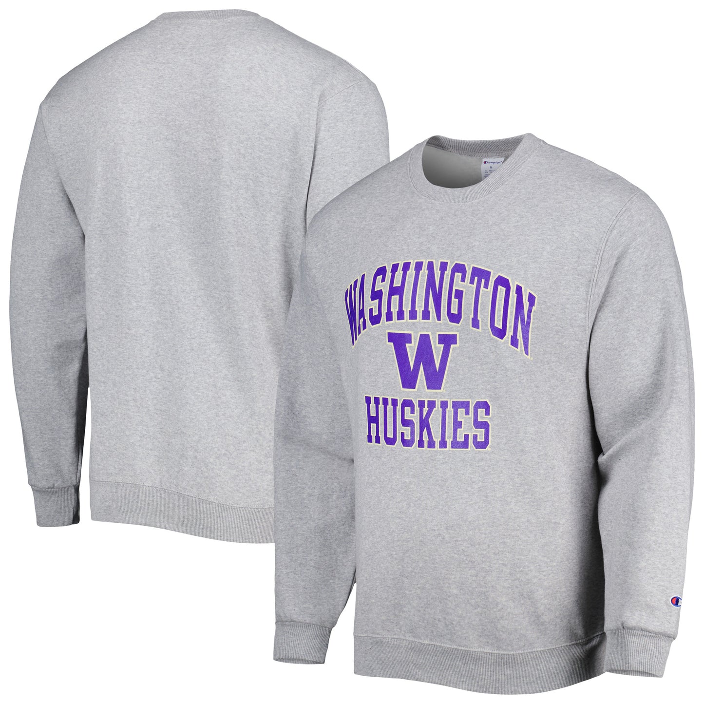 Men's Champion Heather Gray Washington Huskies High Motor Pullover Sweatshirt