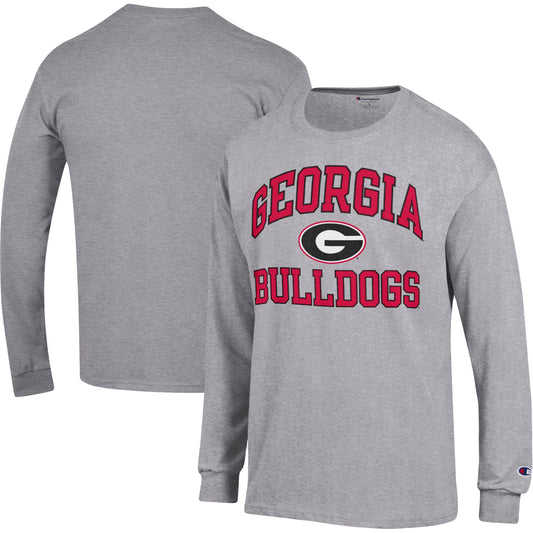 Men's Champion Heather Gray Georgia Bulldogs High Motor Long Sleeve T-Shirt