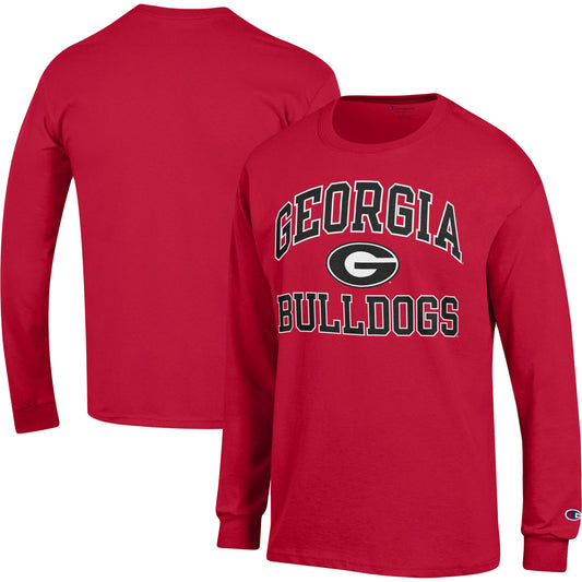 Men's Champion Red Georgia Bulldogs High Motor Long Sleeve T-Shirt