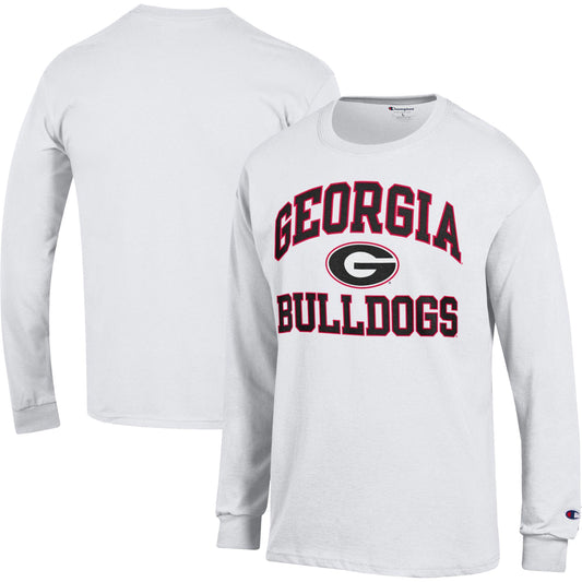 Men's Champion White Georgia Bulldogs High Motor Long Sleeve T-Shirt