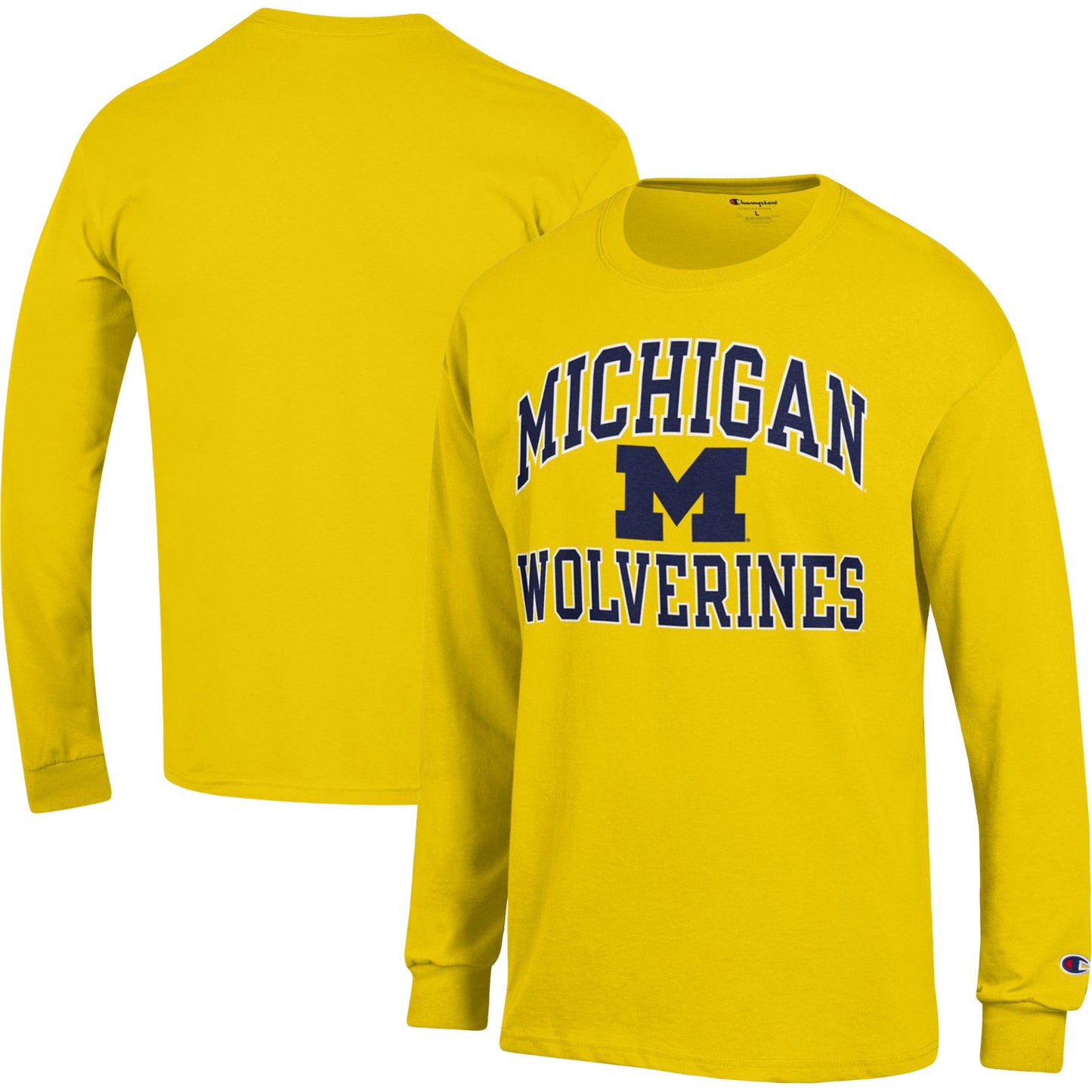 Men's Champion Maize Michigan Wolverines High Motor Long Sleeve T-Shirt