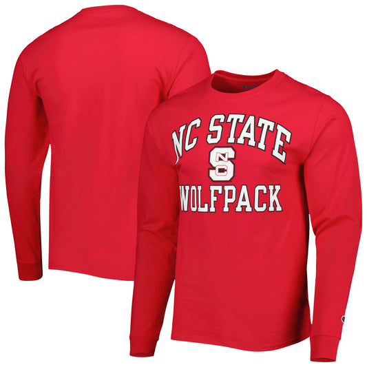 Men's Champion Red NC State Wolfpack High Motor Long Sleeve T-Shirt