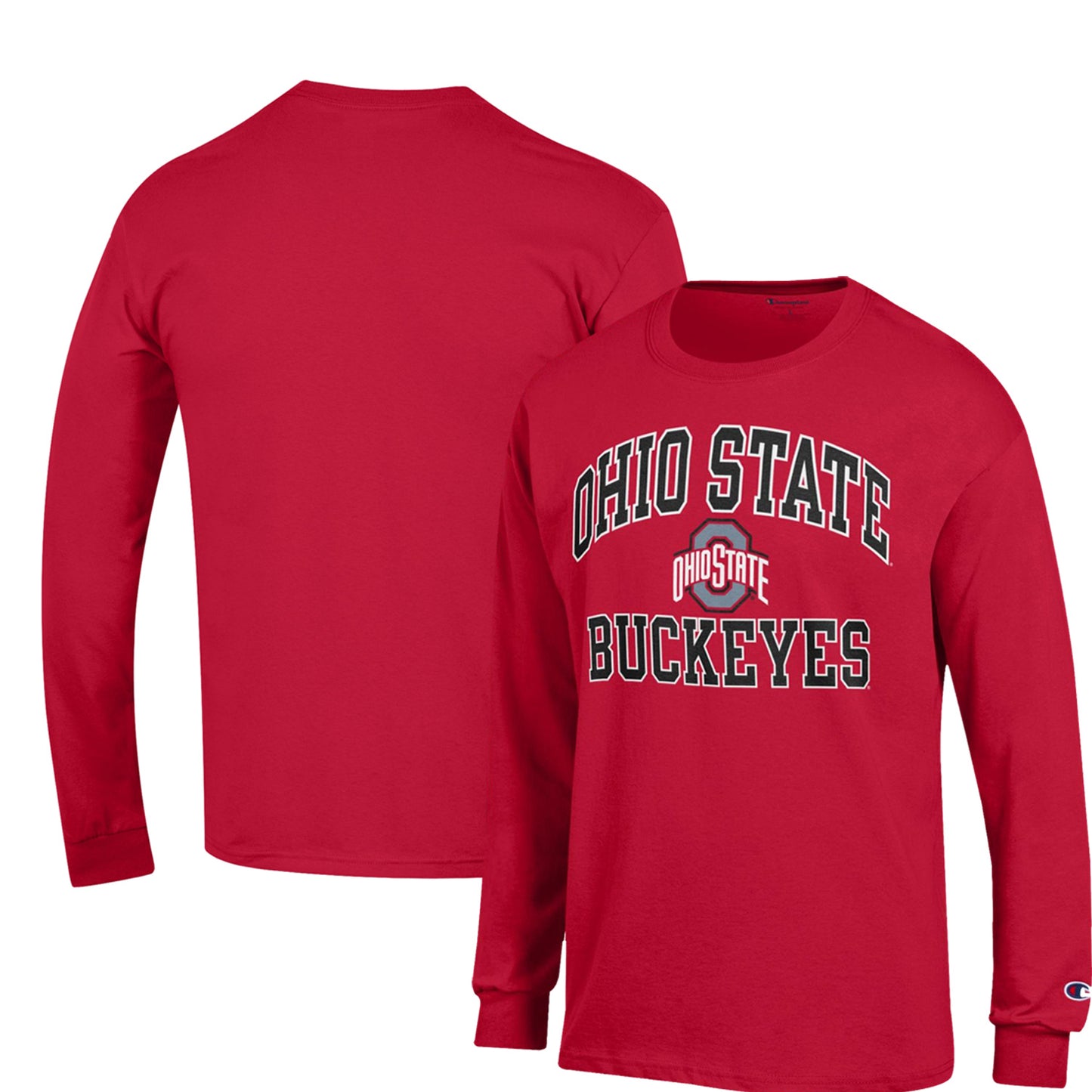 Men's Champion Scarlet Ohio State Buckeyes High Motor Long Sleeve T-Shirt