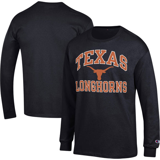 Men's Champion Black Texas Longhorns High Motor Long Sleeve T-Shirt