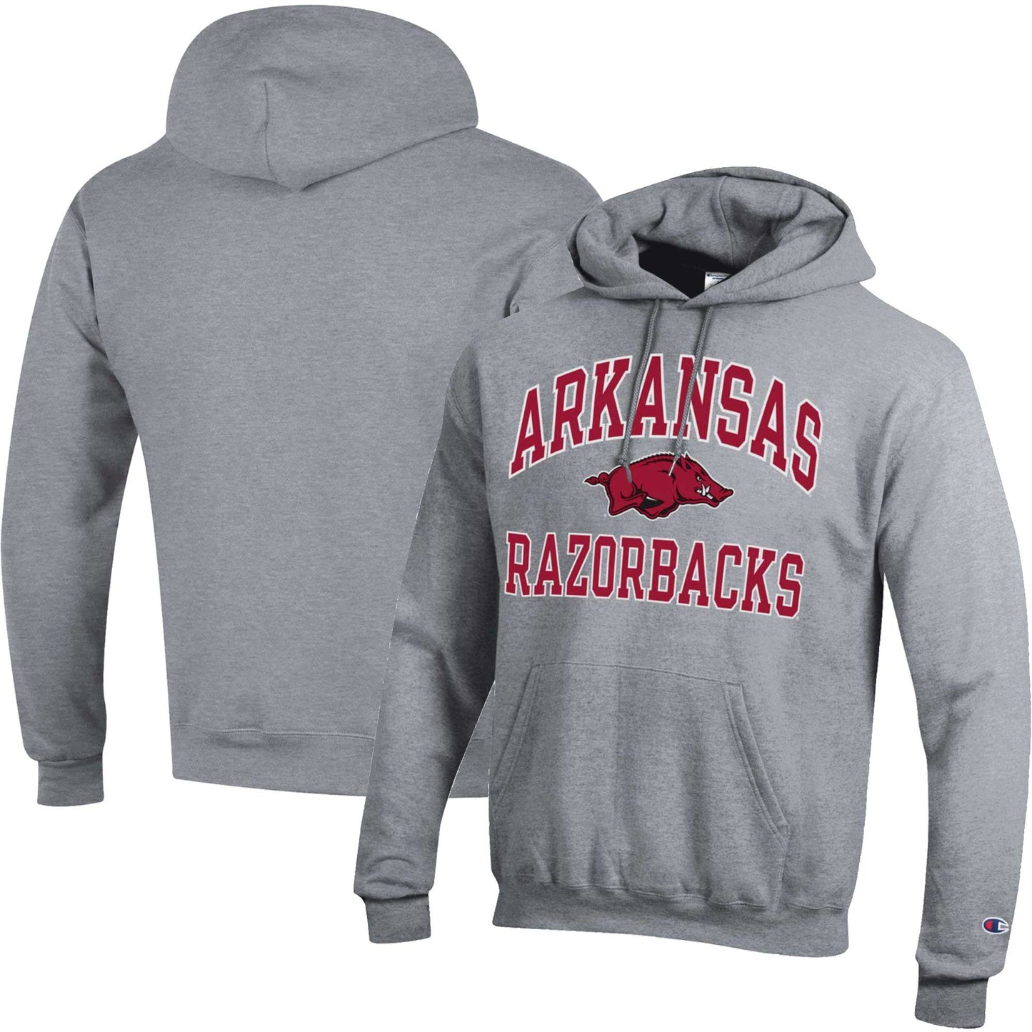 Men's Champion Heather Gray Arkansas Razorbacks High Motor Pullover Hoodie