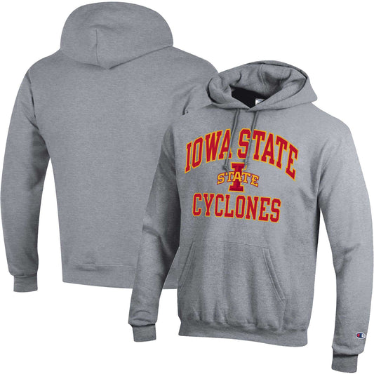 Men's Champion Heather Gray Iowa State Cyclones High Motor Pullover Hoodie