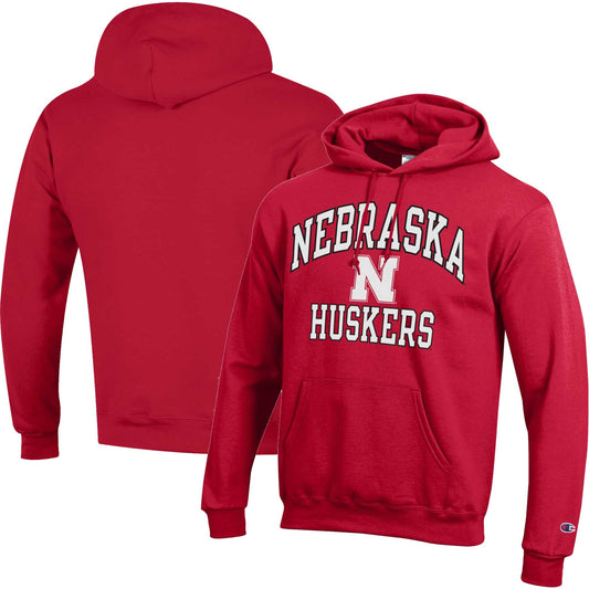 Men's Champion Scarlet Nebraska Huskers High Motor Pullover Hoodie