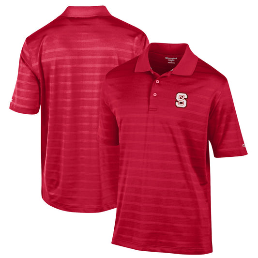 Men's Champion Red NC State Wolfpack Textured Solid Polo