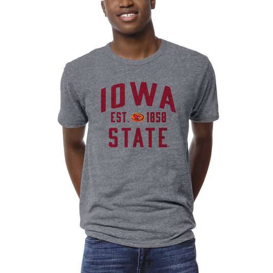 Men's League Collegiate Wear Heather Gray Iowa State Cyclones 1274 Victory Falls T-Shirt