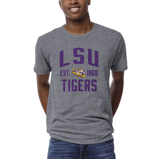 Men's League Collegiate Wear Heather Gray LSU Tigers 1274 Victory Falls T-Shirt