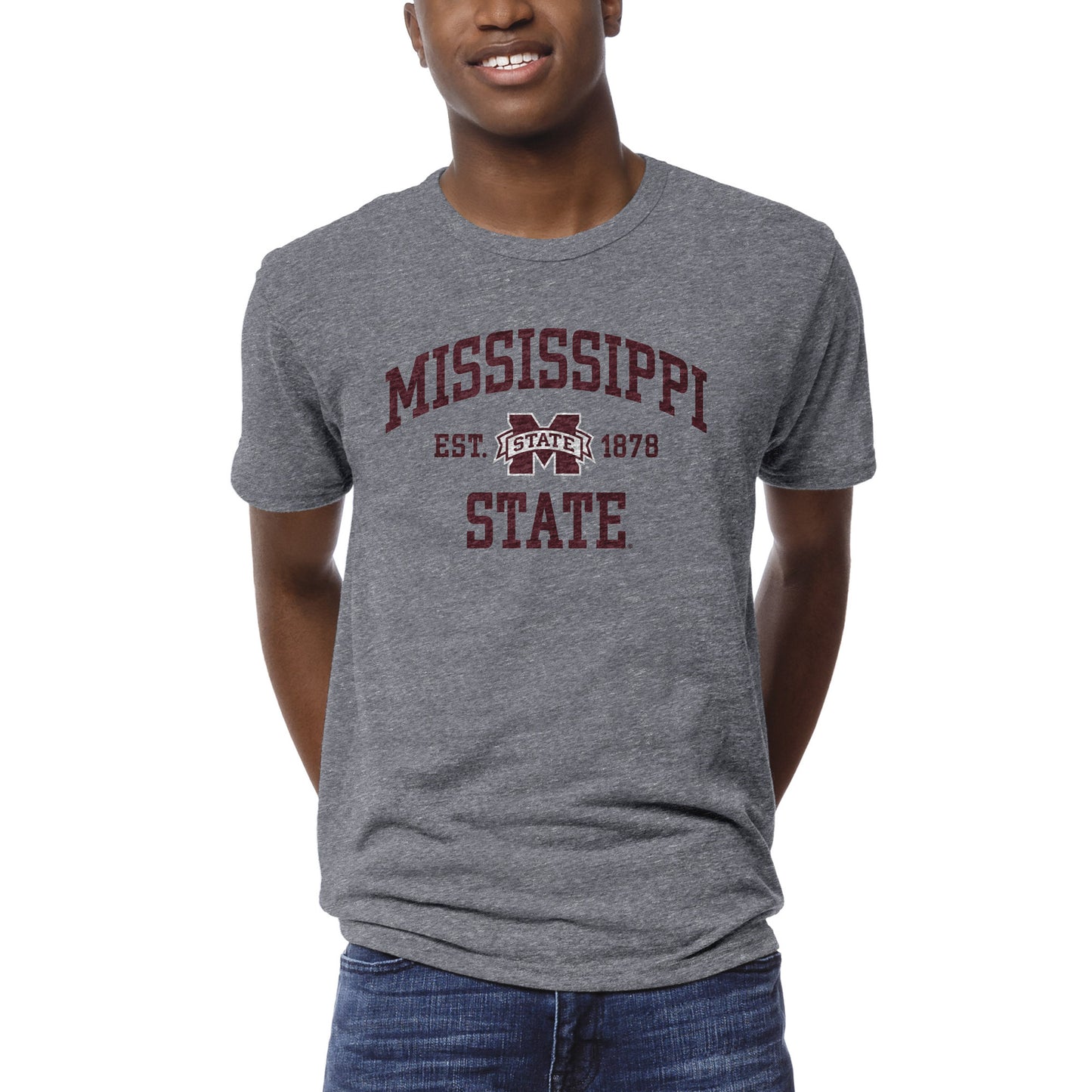 Men's League Collegiate Wear Heather Gray Mississippi State Bulldogs 1274 Victory Falls T-Shirt