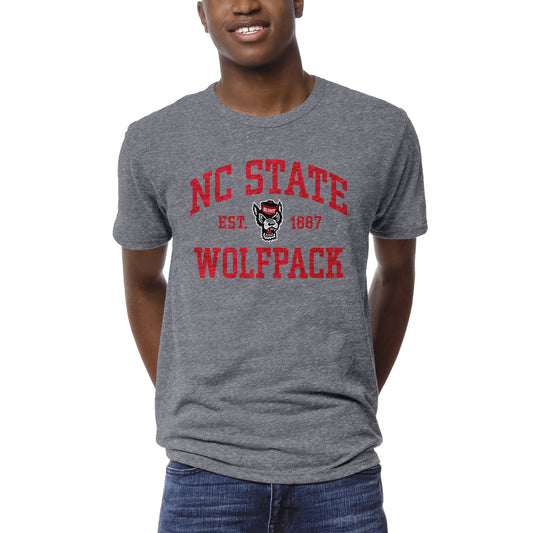 Men's League Collegiate Wear Heather Gray NC State Wolfpack 1274 Victory Falls T-Shirt