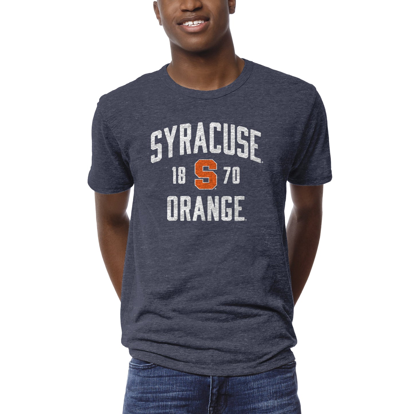 Men's League Collegiate Wear Heather Navy Syracuse Orange 1274 Victory Falls T-Shirt