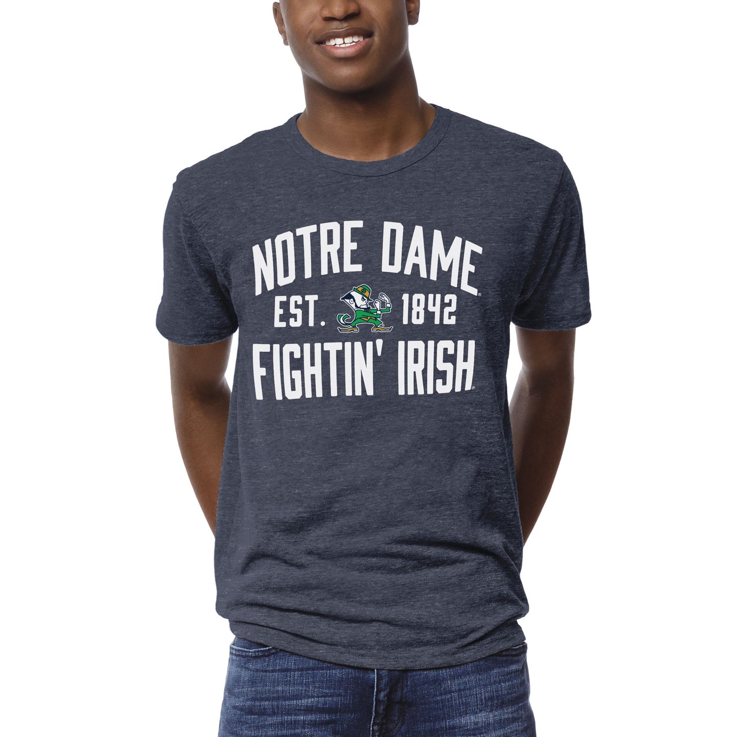 Men's League Collegiate Wear Heather Navy Notre Dame Fighting Irish 1274 Victory Falls T-Shirt