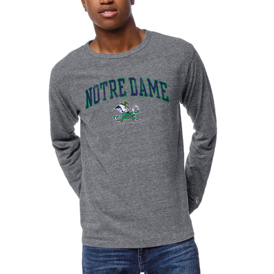 Men's League Collegiate Wear Heather Gray Notre Dame Fighting Irish 1965 Victory Falls Long Sleeve Tri-Blend T-Shirt