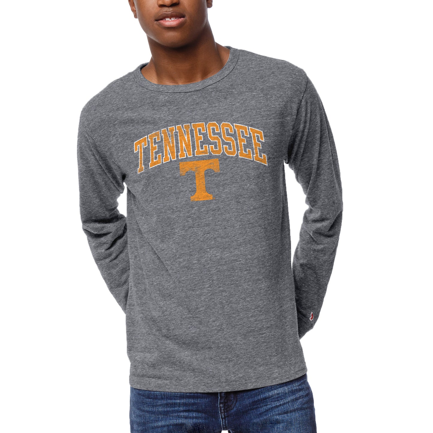 Men's League Collegiate Wear Heather Gray Tennessee Volunteers 1965 Victory Falls Long Sleeve Tri-Blend T-Shirt